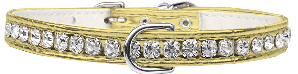 Beverly Style Rhinestone Designer Croc Dog Collar Gold Size 10